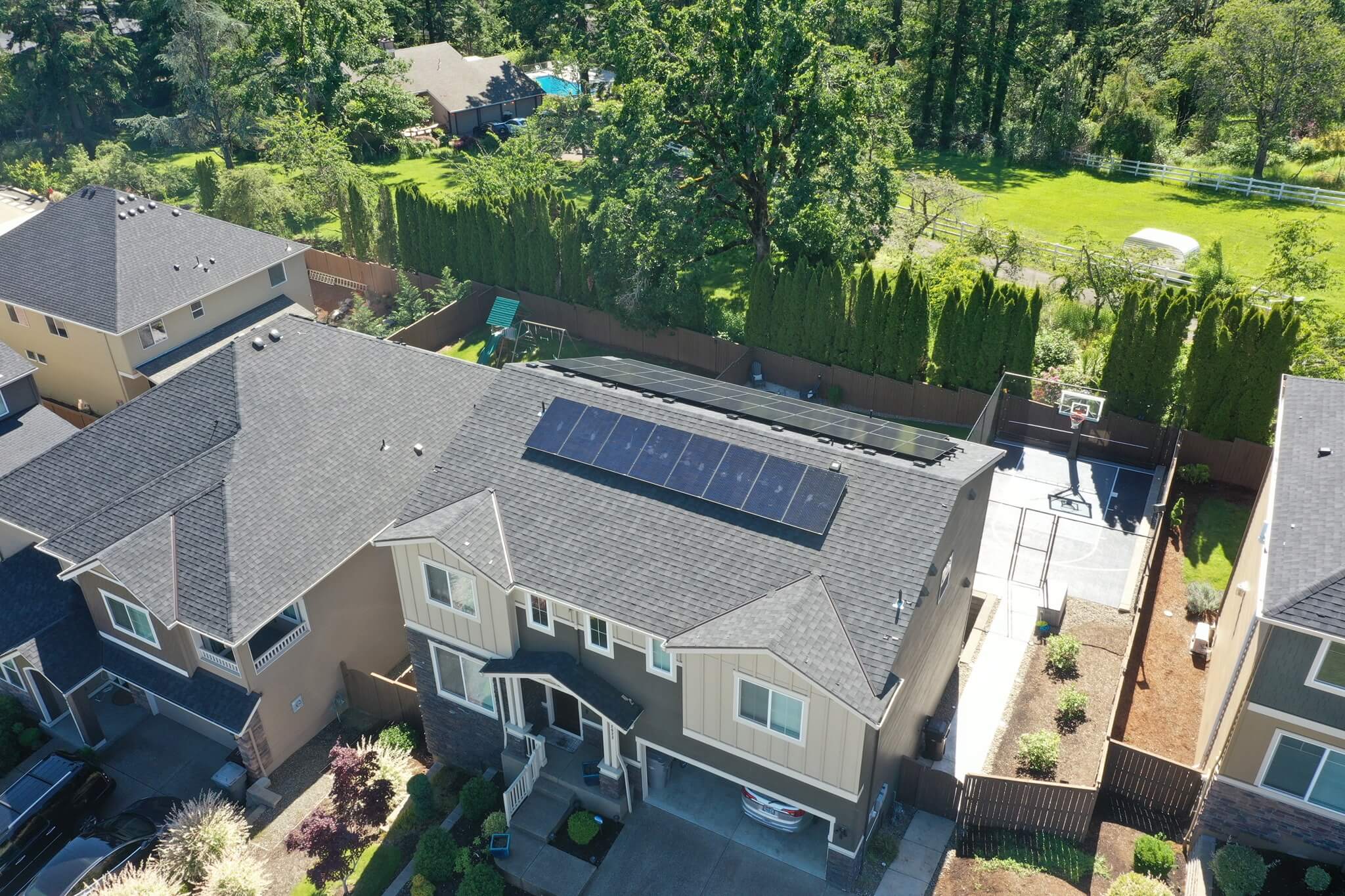 Infinity Solar aerial rooftop installation on Maryland home